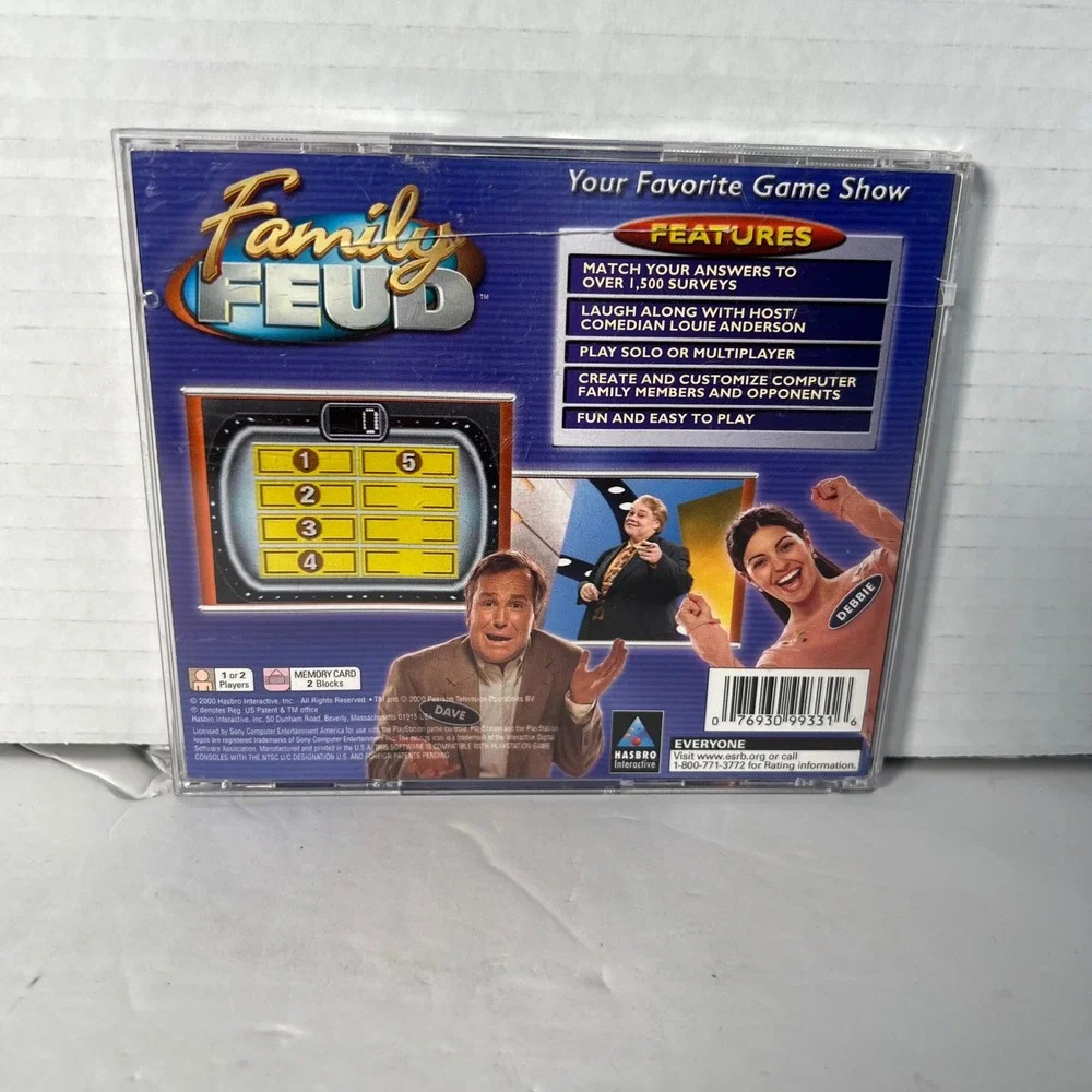 Family Feud Sony PlayStation 1 PS1 2000 Hasbro‎ Interactive SLUS Louie Anderson